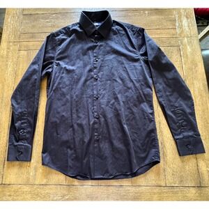 Cavalli Class Mens Black Button Down Dress Shirt Size 16.5 42 Long Sleeve